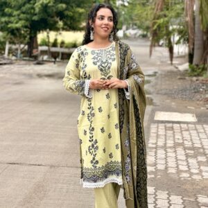 Avni Lime Green Block Print Suit Set