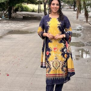 Mehr Navy Mustard Baroque Suit Set